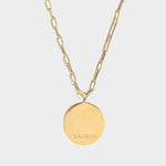 Taurus Gold Vermeil pendant necklace with round gold disc and chain