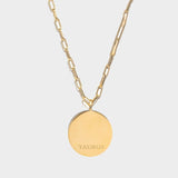 Taurus Gold Vermeil pendant necklace with round gold disc and chain