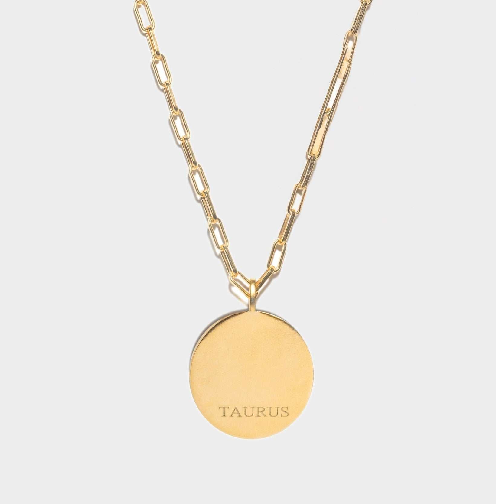 Taurus Gold Vermeil pendant necklace with round gold disc and chain
