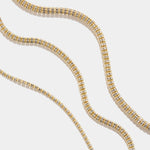 Tidal Tennis 14K Gold Bracelet with diamond-cut design in polished yellow gold on white background