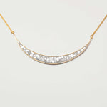 Thane Gold Vermeil Pendant necklace with sliced raw uncut diamonds and 18k gold vermeil crescent design