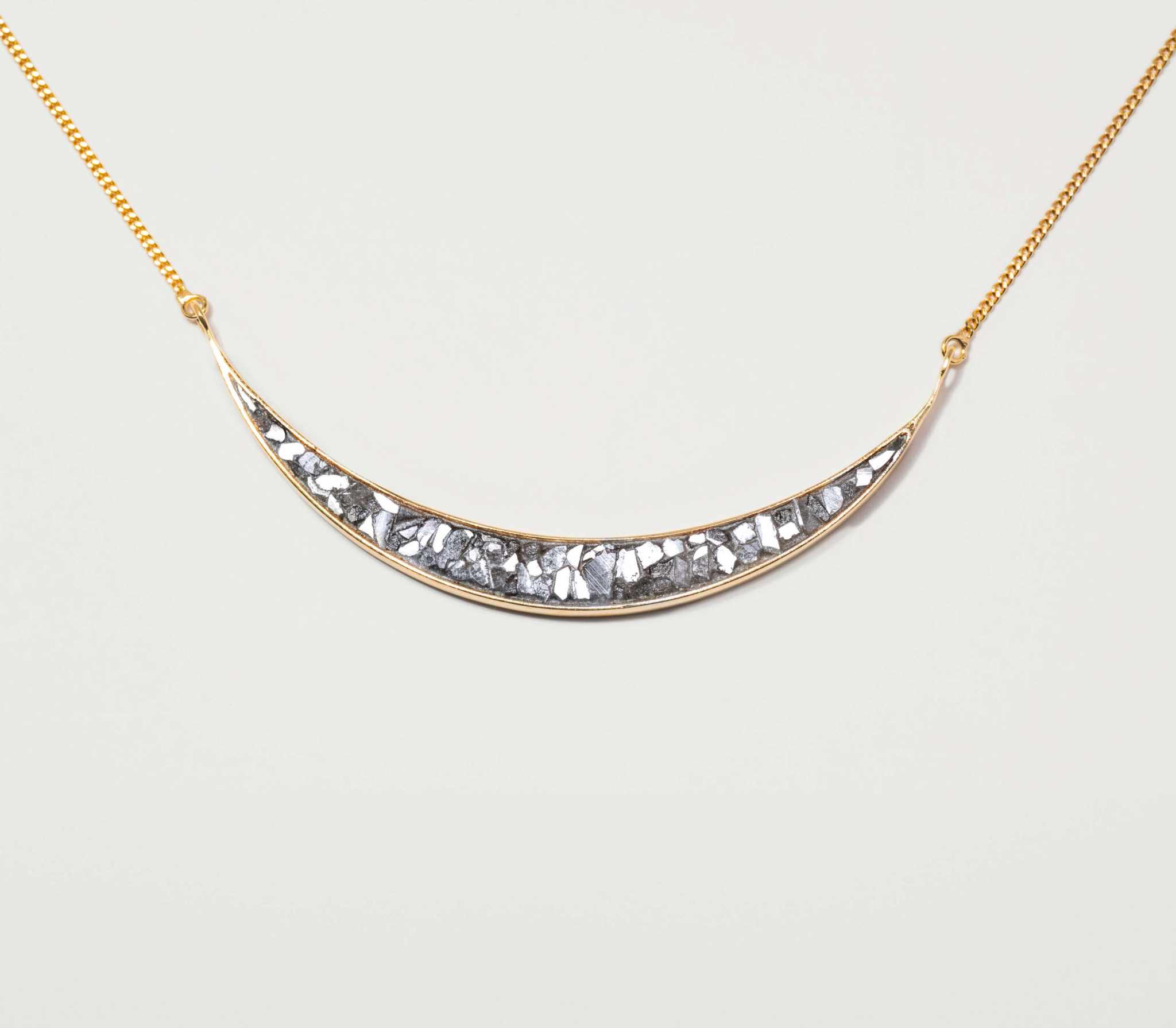 Thane Gold Vermeil Pendant necklace with sliced raw uncut diamonds and 18k gold chain.