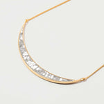 Thane Gold Vermeil Pendant necklace with sliced raw uncut diamonds and 18k gold vermeil crescent design