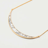 Thane Gold Vermeil Pendant necklace with sliced raw uncut diamonds and 18k gold vermeil crescent design