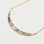 Thane Gold Vermeil pendant necklace with sliced raw uncut diamonds and 18k gold vermeil crescent design