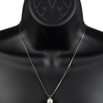 Sterling silver necklace with single white freshwater pearl on 18-inch chain