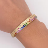 Sapphire Scattered Rainbow Signature Bangle in 14K Gold