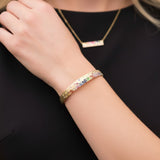Sapphire Scattered Rainbow Signature Bangle in 14K Gold