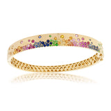 Sapphire Scattered Rainbow Signature Bangle in 14K Gold