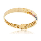 Sapphire Scattered Rainbow Signature Bangle in 14K Gold